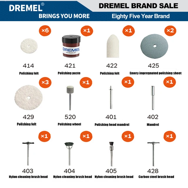 Dremel 684 Polishing Kit - Box with 20 Cleaning and Polishing Accessories  and Polishing Paste for Multifunctional Rotary Tools