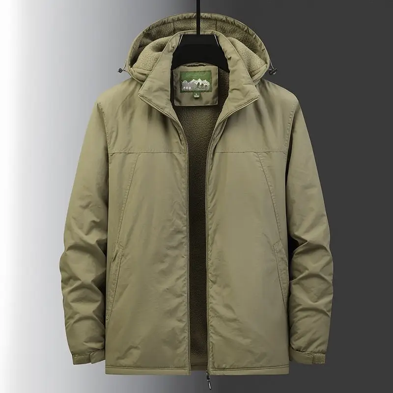 Windbreak Men's Cold Coat for Winter Padded Jacket Men Warm Army Green Plush Men's Winter Jackets Free Shipping Coats Man Hot