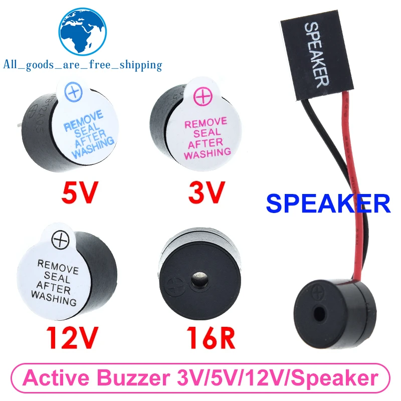 TZT-zumbador activo magnético, tono de pitido continuo largo, 10 piezas, 3V, 5V, 12V, 12x9,5mm, nuevo y Original para altavoz Arduino Mini Plug