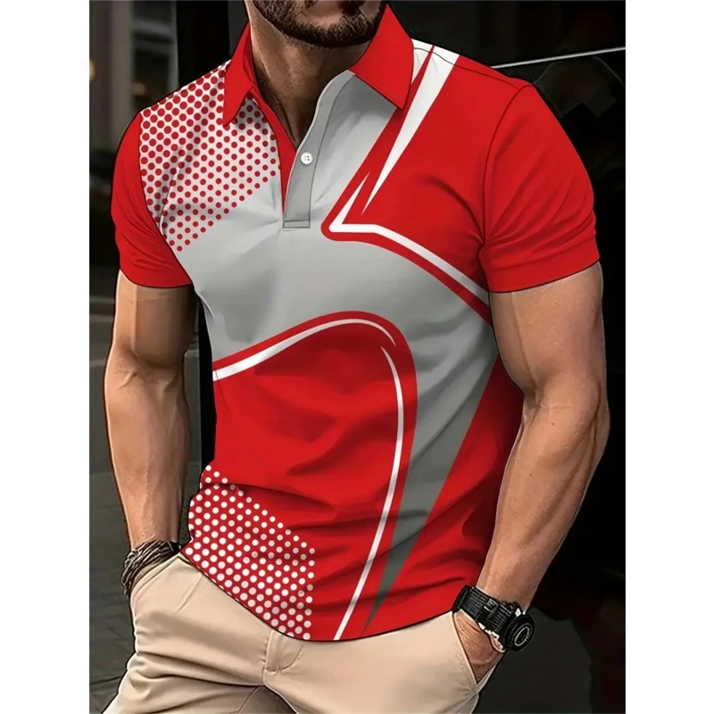 New 3D Printed Colorful Striped Man Polo Shirts Geometric Color Block Pattern Men's Clothes Shirt Casual Lapel Short Sleeve Tops 17 Sfd357bded75b4e479d163d4e7311a624w