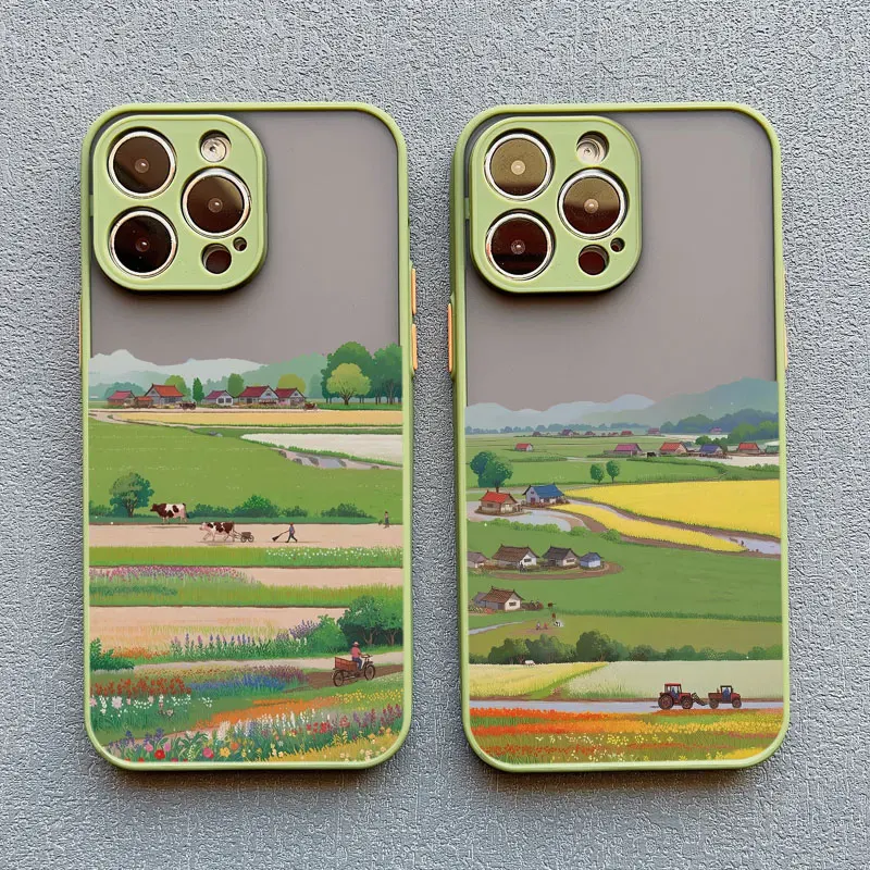 Retro-Landschaftsmalerei Handyhülle für iPhone 17 Pro Max 15 14 13 12 11 Pro Max Mini 16 Pro Max Plus XR XS X Schutzhüllen – Detail 13
