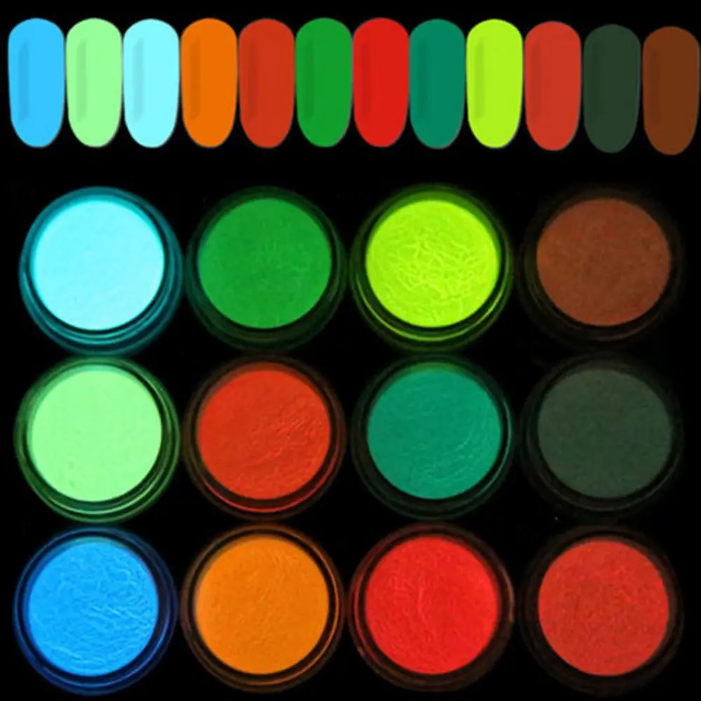 12g Glow-In-The-Dark Powder Long-Lasting High Brightness Fluorescent Powder Diy Handmade Materials Nail Art Color