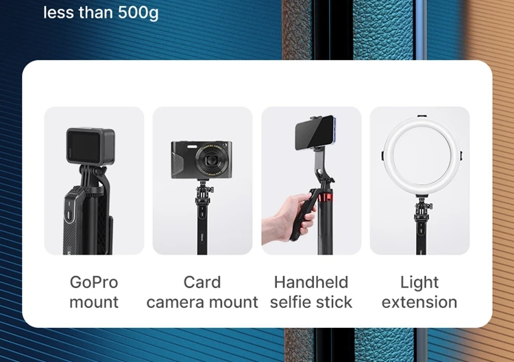 Ulanzi MA09 Smartphone Tripod Bluetooth Selfie Stick Desktop Tripod for iPhone 12 13 14 GoPro Card Camera Live Streaming Video