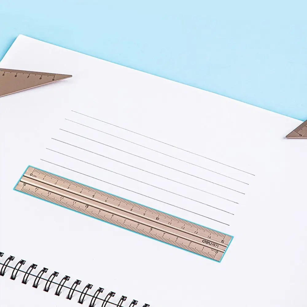 Portable Maths Students Drawing Geometry Straightedge Examination Stationery Aluminium Ruler Set School Supplies Metal Rulers