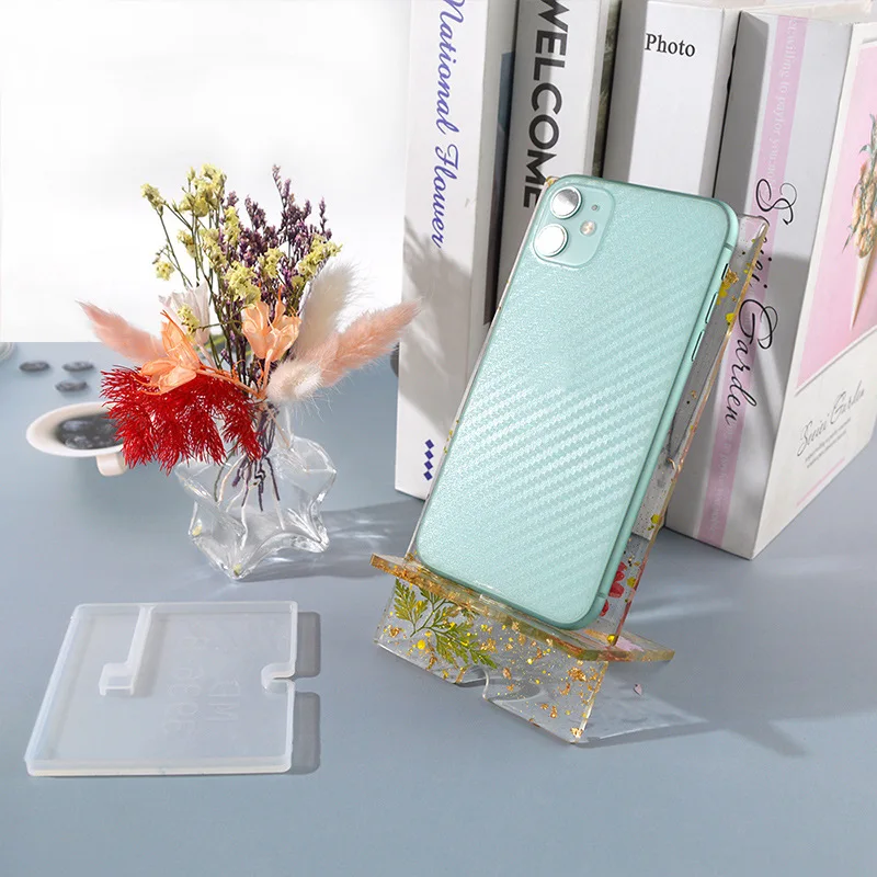 DIY Crystal Epoxy Silicone Mold Mobile Phone Stand Holder Decoration Resin Mould Phone Bracket Molds