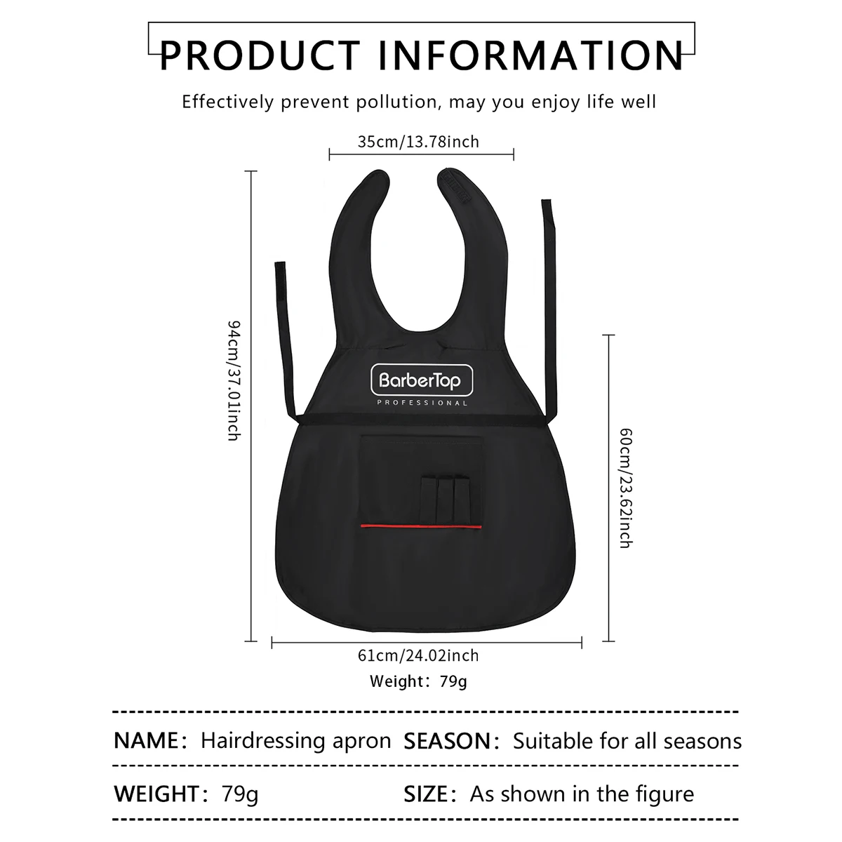 Waterproof Black Hairdresser's Apron for Styling and Shampooing