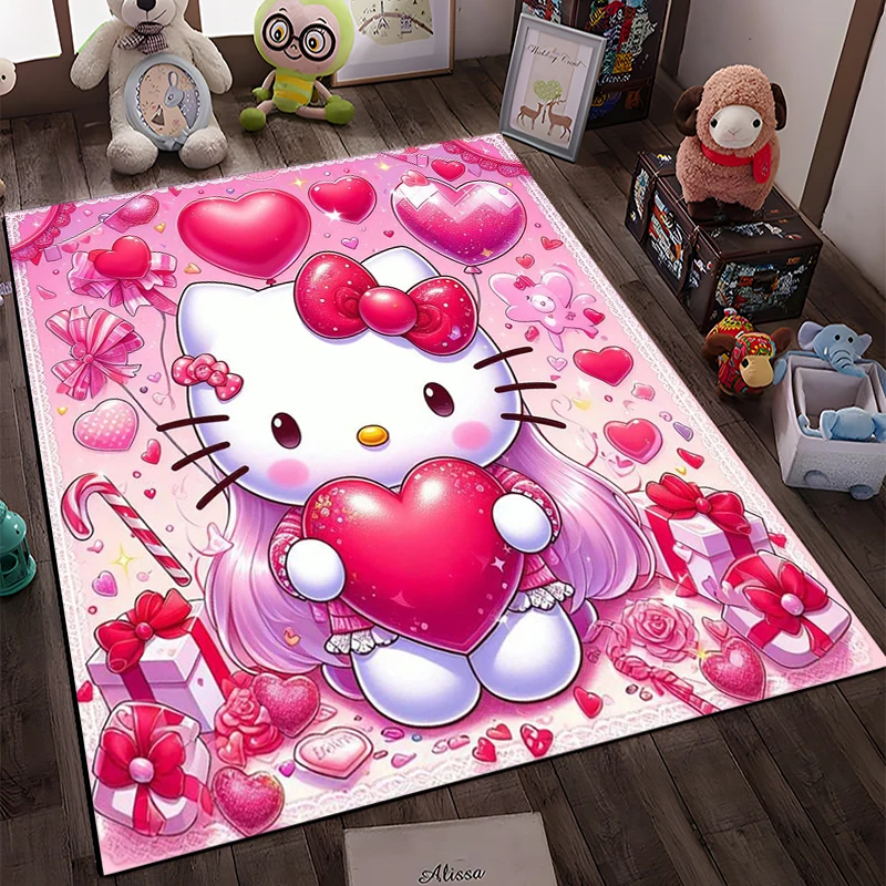 Sanrioハローキティ大面積ラグ、家庭用3Dカーペット、リビング