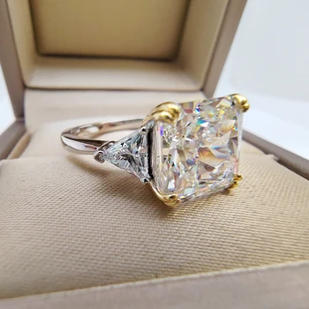 10*10MM Crushed Ice High Carbon Diamond Ring 100%-S925 Silver Ladies Jewelry Wedding Party Crystal Gift 3