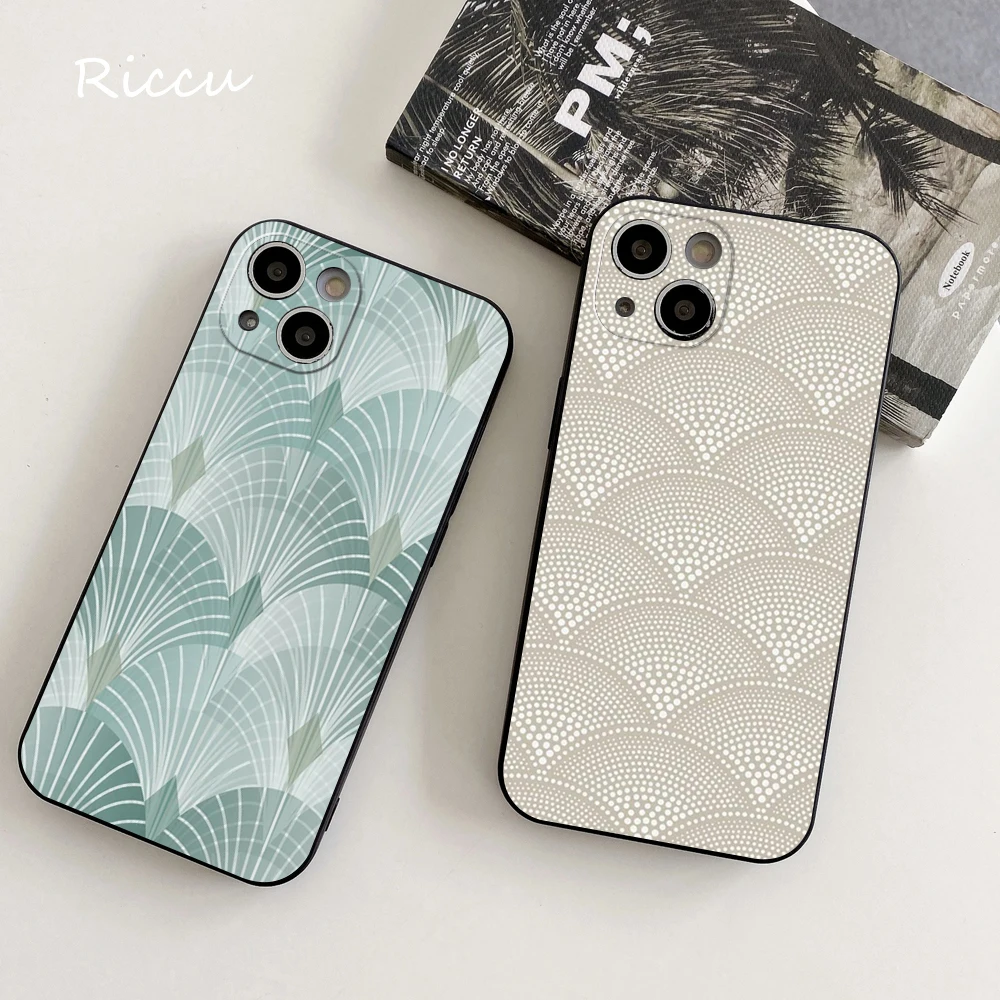 Per Iphone 14 Art Deco Gold Fan Scallop Pattern Custodia Morbida Per Iphone 14 11 12Pro 8 7 Plus X 13Pro Max Se2020 Xr Xs Cover