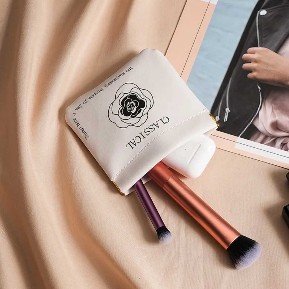 Simple Lipstick Makeup Storage Bag Women Fashion Portable Mini Key Jewelry Cosmetic Organizer Pouch Handbag Pu Small Bags Gift