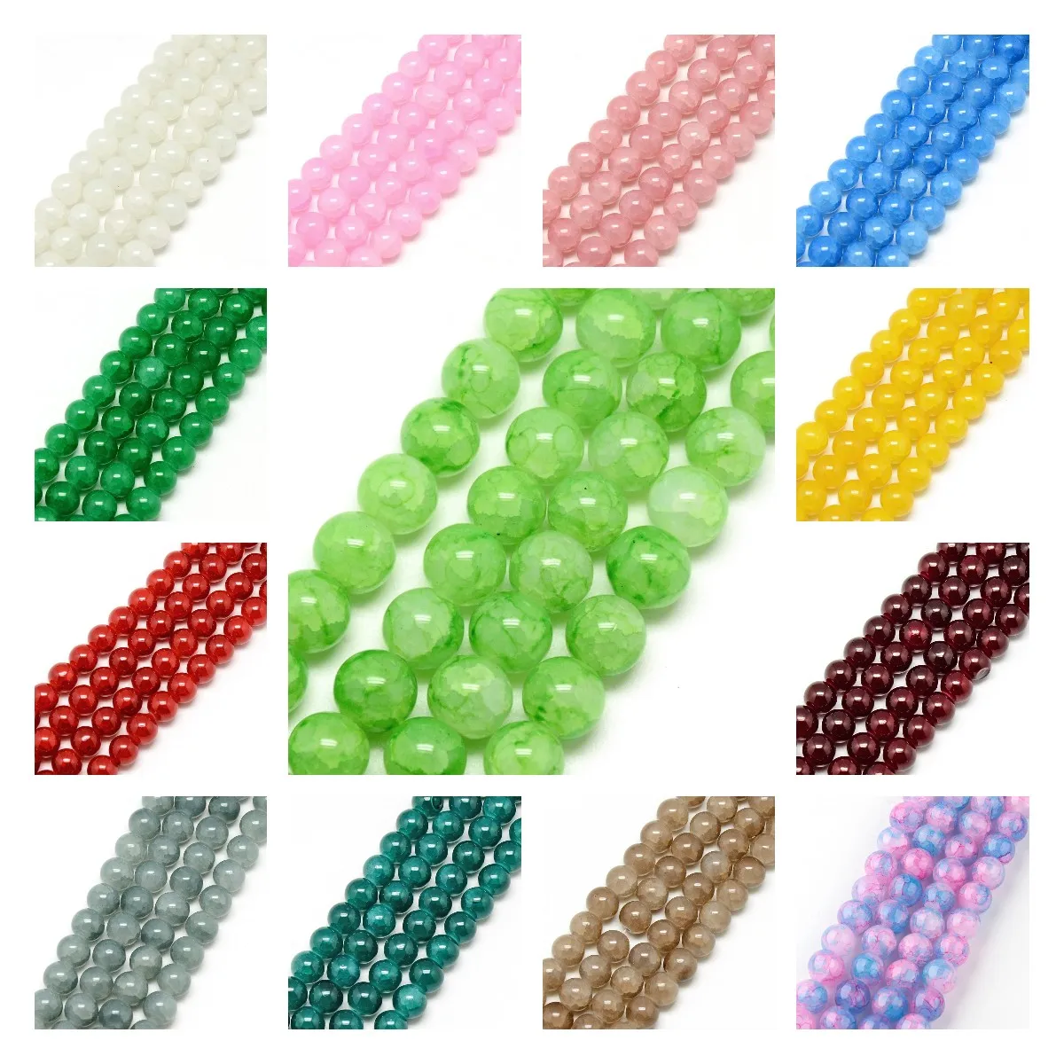 20 Strands 8mm Round Baking Painted Crackle Glass Beads Loose Spacer Beads for Jewelry Making Diy Bracelets Accessories