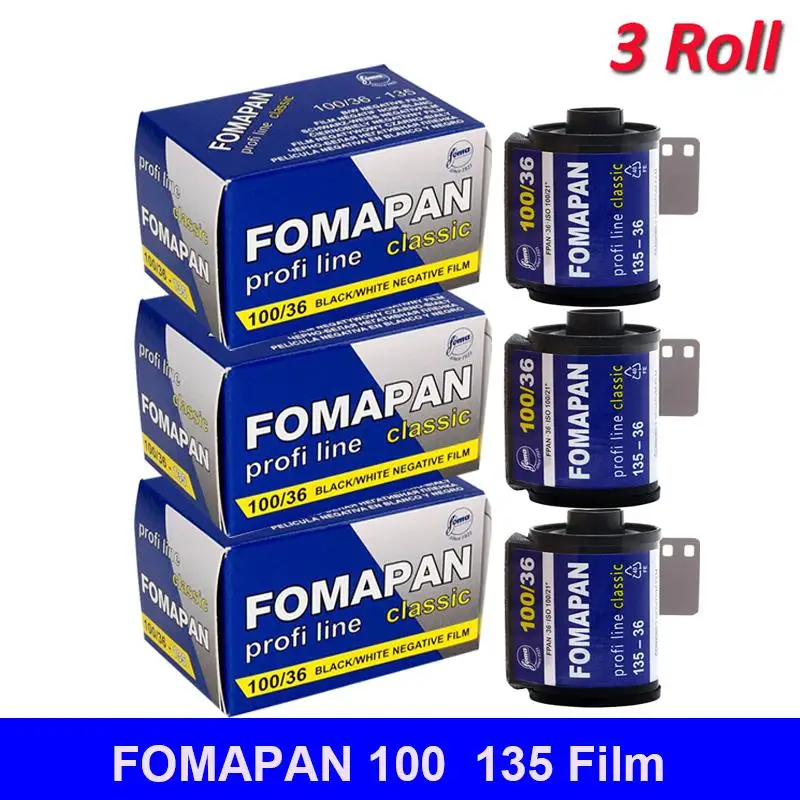 3ROLL Fomapan Classic 100/200/400 135 Kinetoscope Move Films Classic Black And White Subpackage Rolls 36 Exposure Per Roll instant camera film film camera