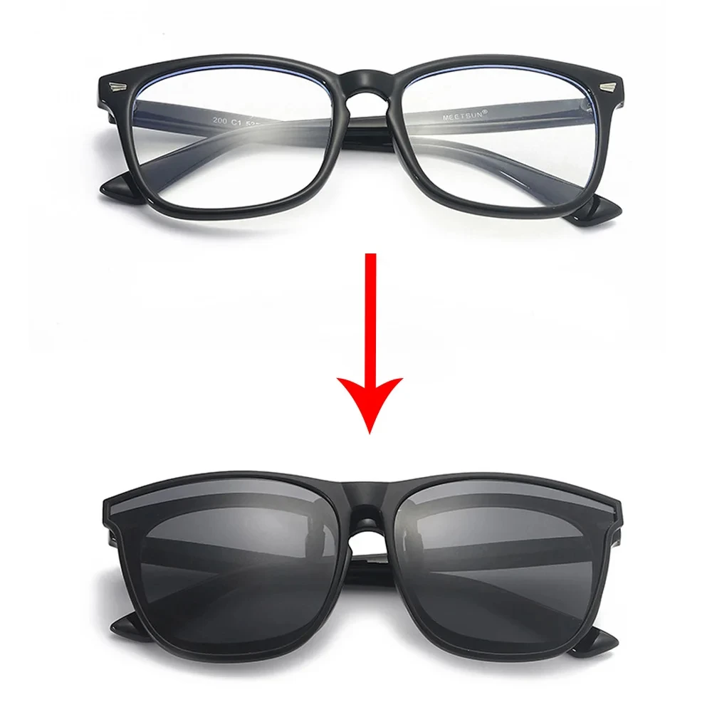 Driving Glasses Photochromic Sunglasses Night Vision Sunglasses Polarized Sunglasses Vintage Sunglasses Men Women Clip On Sunglasses Polarizing Color Changing Sunglasses Photochromic Vintage Clip Glasses Night Vision Driving Goggles