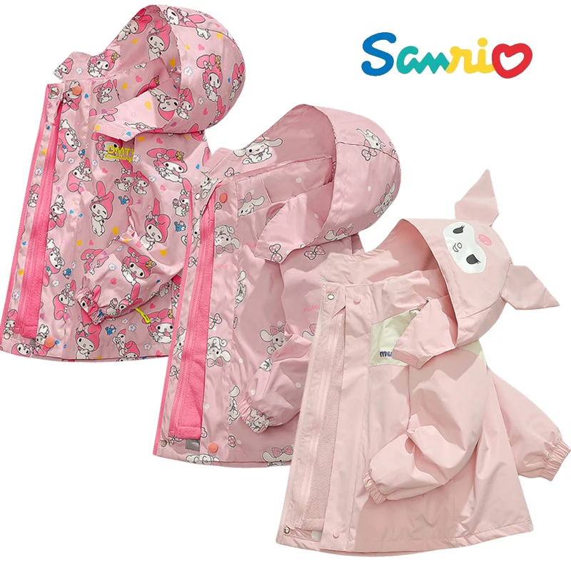 

Sanrios My Melody Kuromi Cinnamoroll Kid Clothse Three-In-One Girl Jacket Plus Velvet Detachable Thickened Windbreaker Outerwear