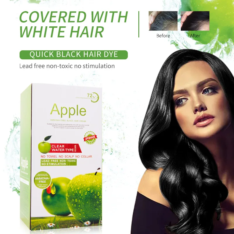 500ml*2 Black Hair Dye Shampoo Organic Easy Use 5 mins Fast Result Apple Hair Color Cream For Cover Gray White Hair