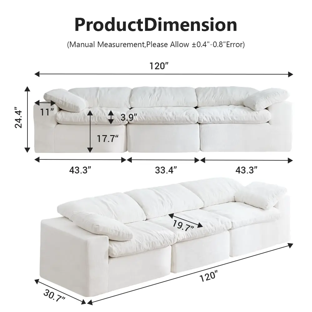 120" Cloud Sectional Sofa 1