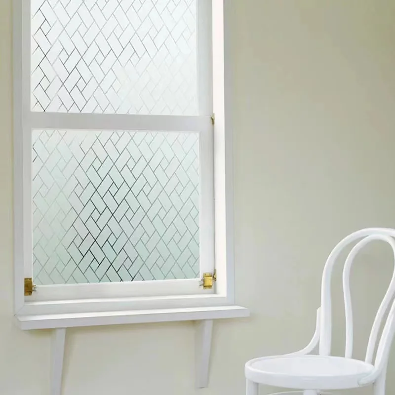 Inclined Plaid Glass Window Film Privacy Frosted Glass Window Sticker Covering Home Translucent Opaque Sticker Suitable for Kitchen Bathroom Office and Other Scenes window film window privacy film window sticker