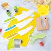17pcs Montessori Kitchen Tools for Kids Cooking Set Real Cooking Plastic Toddler Safe Knives Crinkle Cutter Kids Cutting Board 3