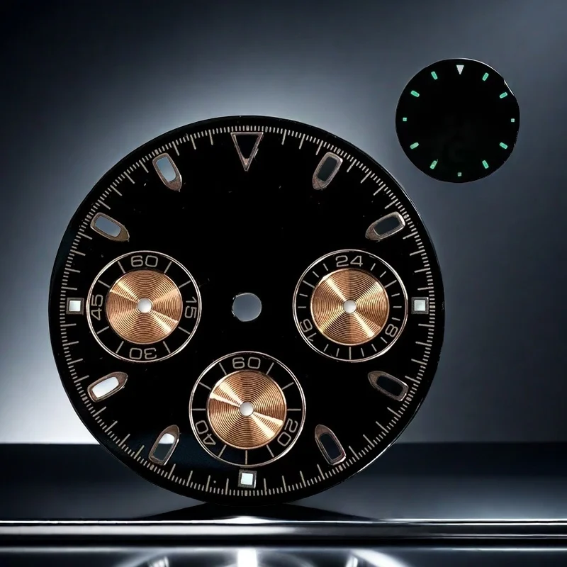 Enhanced Black and Multi-Color Dial for VK63 Movement with Date Display - 29mm