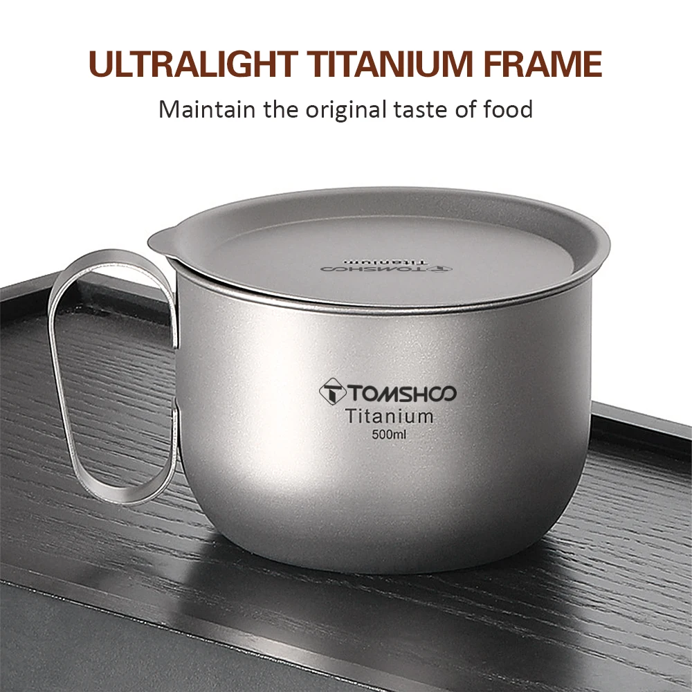 TOMSHOO Titanium Cup Outdoor Mug with Lid Coffee Cup Backpacking Hiking Camping Tableware Travelling 2