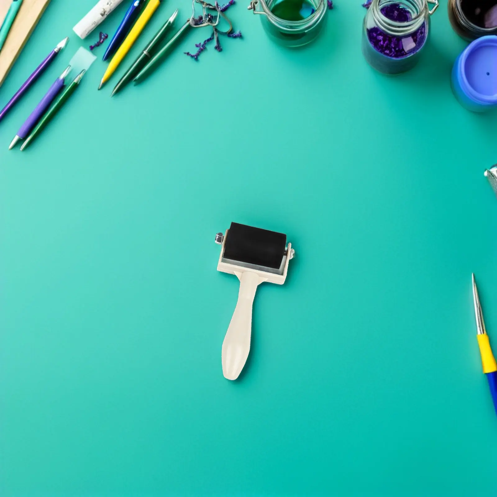 12Pcs 고무 인쇄용 롤러 도구 어린이를위한 질감있는 잉크 어플리케이터 공예 그림 라인스톤 블록 인쇄 미술 용품