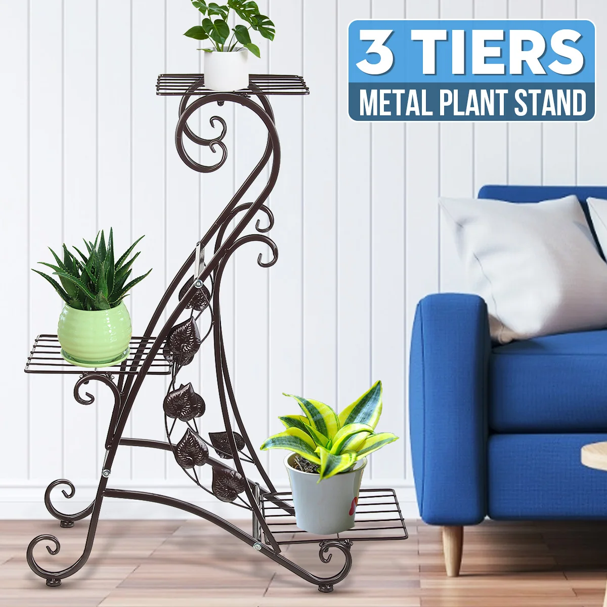 4 Layers Flower Stand Rack Storage Shelf Iron Plant Holder Home Garden Flower Pot Organizer Living Room Balcony Storage Rack