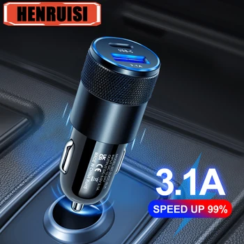 Caricabatterie USB Tipo C 3.1A 66W PD per Auto, Ricarica Rapida per iPhone 15 14 13 12 Xiaomi Huawei Samsung S21 S22