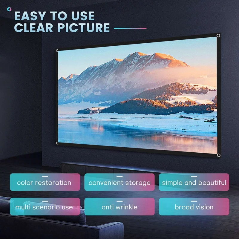 Projector Screen Projection Screen For Home Theater HD Foldable Anti-Crease