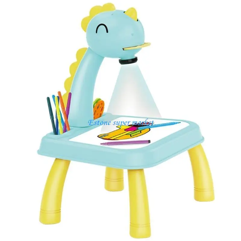 090B 32x24x37 ס"מ/12.6x9.45x14.57 אינץ' מקרן תרגול לוח ציור לילדים עיצוב מגנטי לילדים צעצוע לגיל הרך ירוק/ורוד