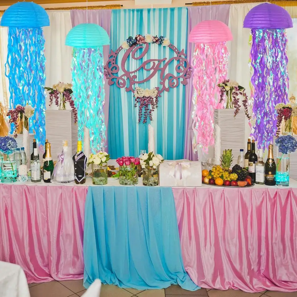 Jelly Fish Paper Lanterns Pink Purple Blue Hanging Lantern For Mermaid Theme Under The Sea Ocean Birthday Party Decorations