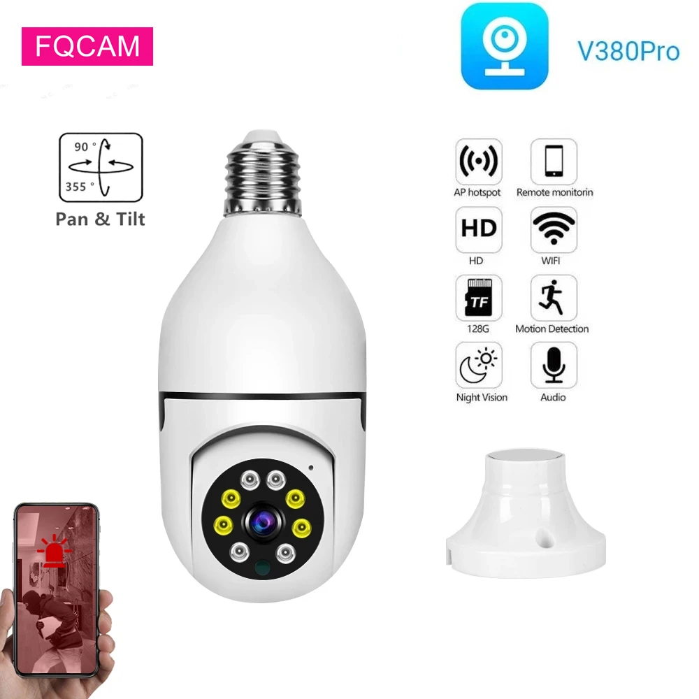 V380 Pro 3Mp Wifi Lampadina Lampadina Wireless Smart Camera Home Indoor Audio Bidirezionale Cctv Telecamera Di Videosorveglianza Wireless