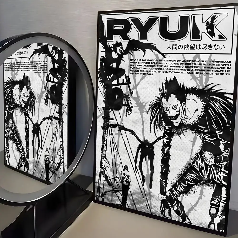 Anime D-Death Note Gemälde Kalligraphie Hochwertige Baumwolle Leinwand Poster Wandkunst für Wohnzimmer Moderne Kaffeehaus Dekor – Detail 15