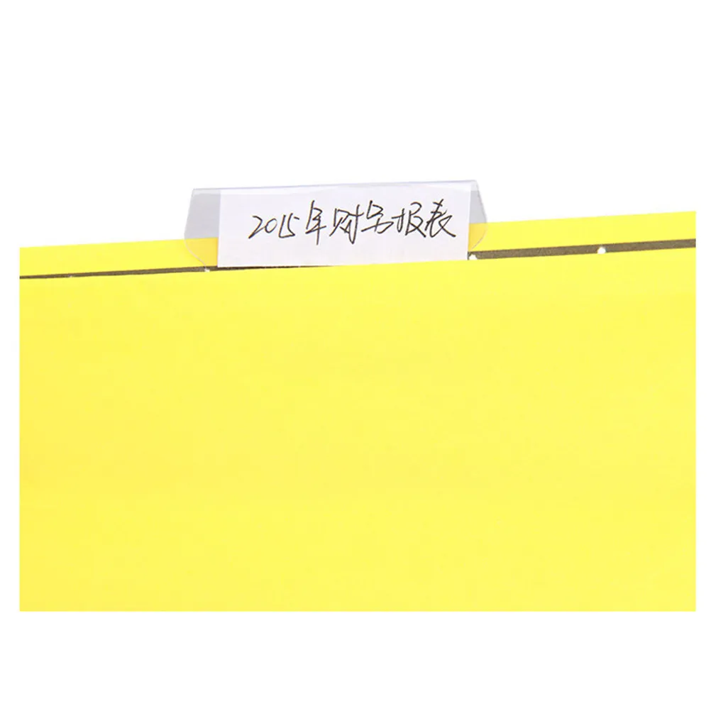 120Pcs 크리스탈 투명 플라스틱 폴더 탭 교수형 파일 폴더 라벨 시스템 각도 안정화 삽입 사무실 학교