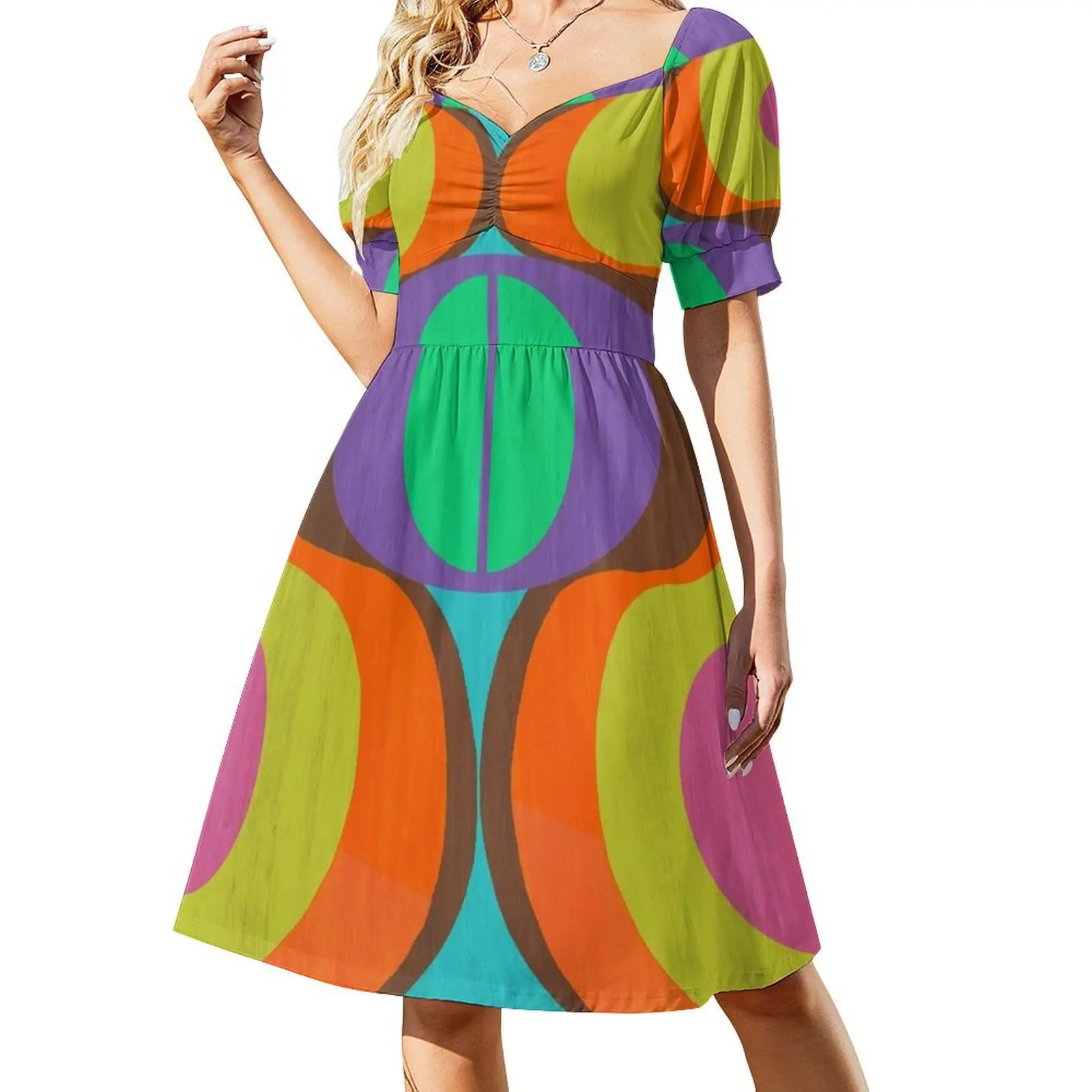 thumbnail image 1 of Mod Eyes In The Wood diseño psicodélico vestido de manga corta ropa mujer verano vestidos de fiesta elegantes para mujer, 1 of 7