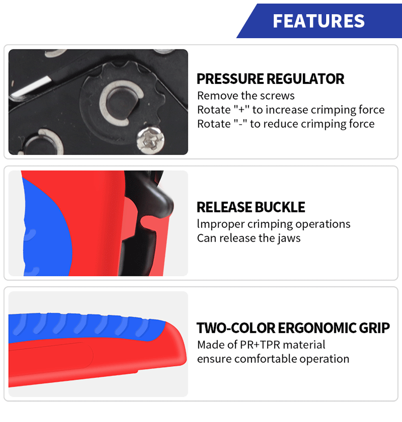 Description Picture 4 of itemSN-2546B solar photovoltaic MC4 terminal crimping pliers (2.5/4/6mm ²) AWG14-10 Solar Panel Sealing Connector Crimping Tool