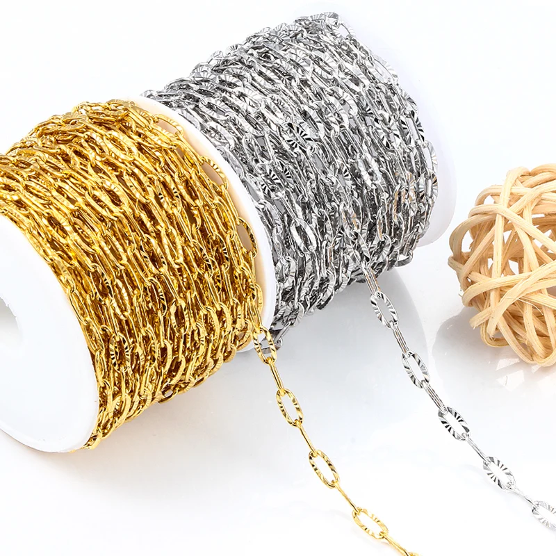 

1Meters Stainless Steel 3.5mm Oval Crease Chains For Jewelry Making Supplies DIY Fashion Men Women Necklace Bracelet Accessories