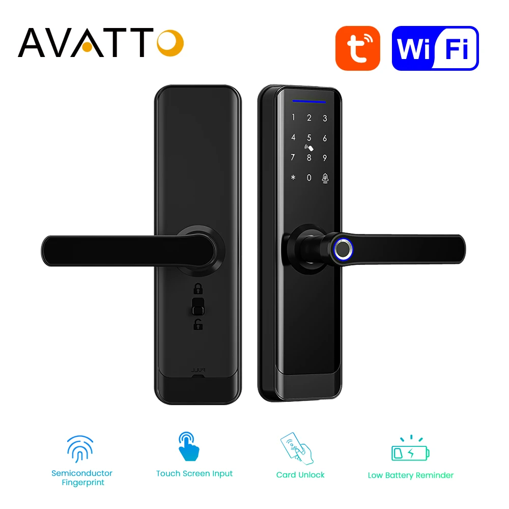 

AVATTO WiFi Smart Door Lock,Tuya Digital Electronic Lock Smart Door Lock with Fingerprint Password,Smart Life APP Remote Control