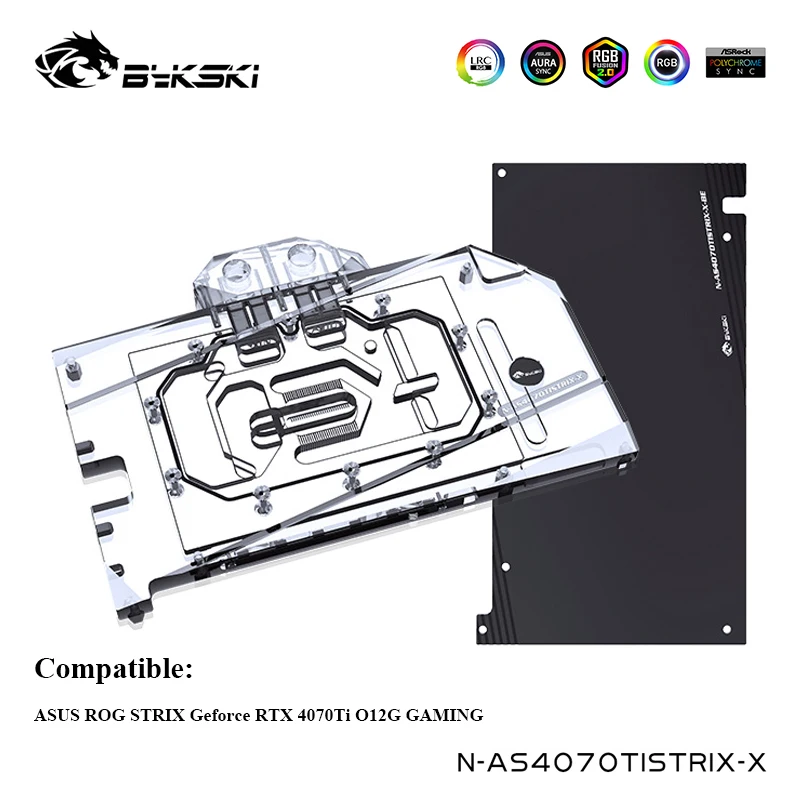 Bykski Water Block Serve Per Asus Rog Strix Geforce Rtx 4070Ti O12G Gaming Vga Cooler Cooler Con Piastra Posteriore, N-As4070Tistrix-X