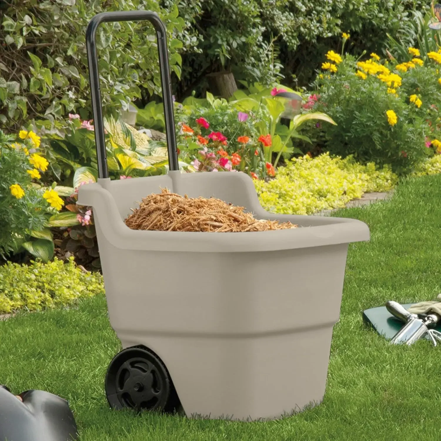 Resin 15.5 Gallon Multi-Purpose Cart with Wheels BrownTaupe Beach Wagon