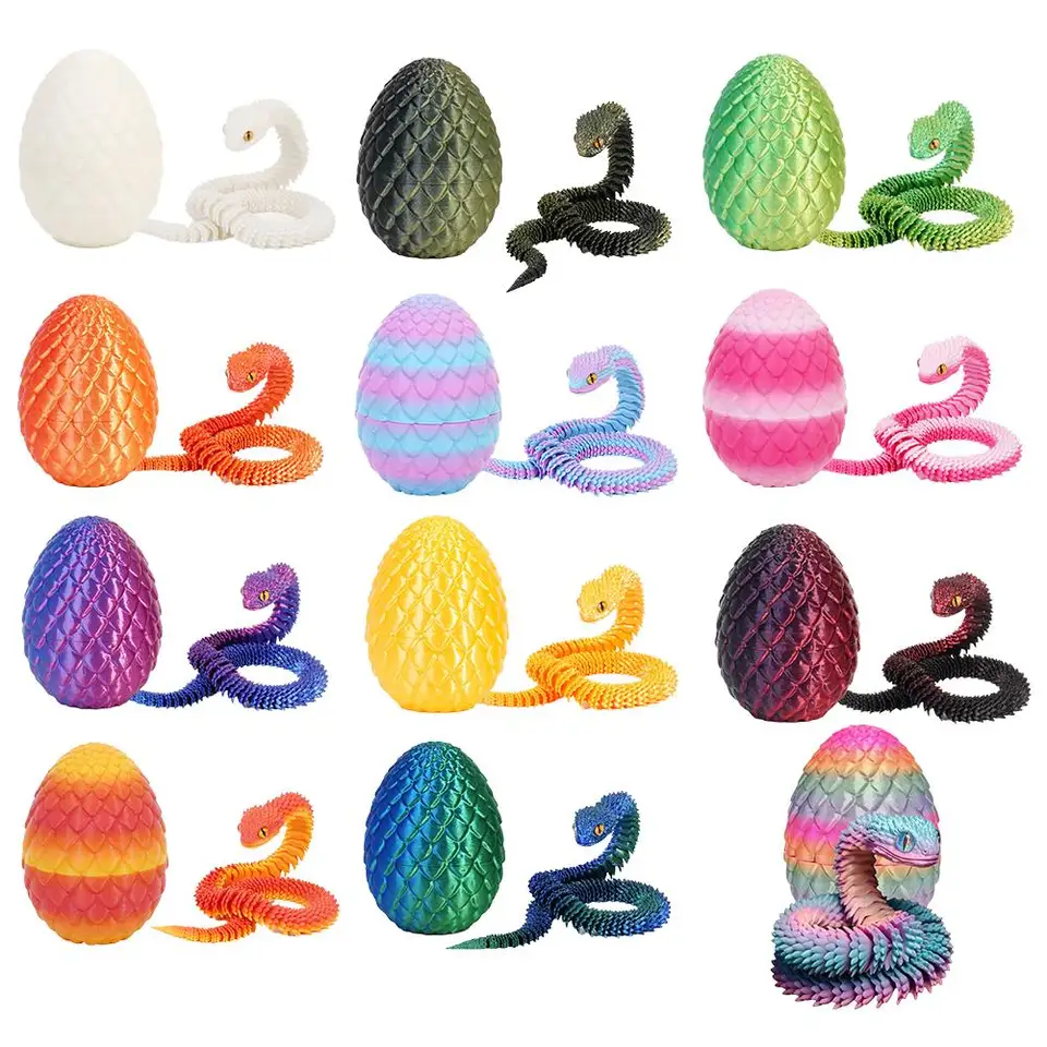 3D Printed Cool Snake Dragon Egg Multi-joint Novel Easter Hot-selling Gift Decompress Children's Toys Desktop_voghion.com