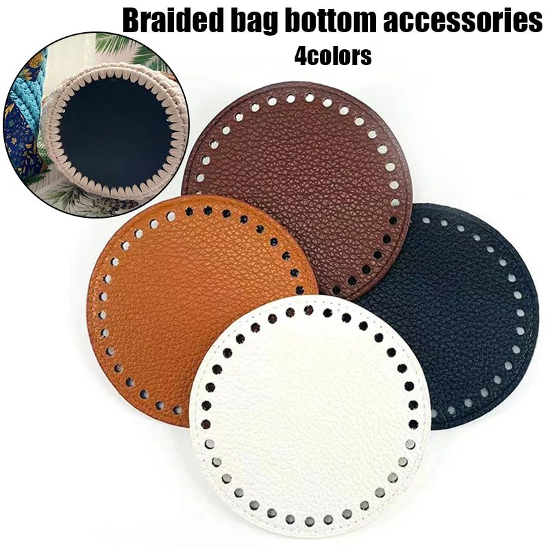 Handmade Round Bottom for Knitted Bag Leather Women Handbag Accessories Bottom With Holes Wear-Resistant DIY Crochet Bag Bottom bag circle bottoms with holes and gold rivets screws leather bottom for handbag shoulder bag handmade diy accessories 19 19cm