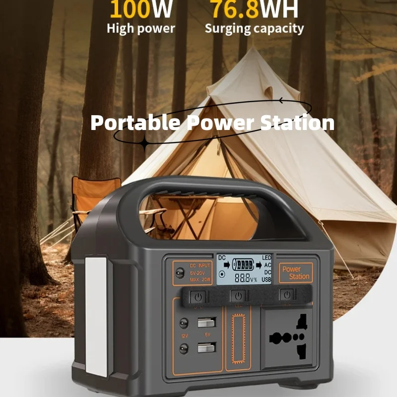 

110v/200v Solar Powerstation LiFePO4 Battery 100w Portable Power Station Outdoor Camping Ultralight Power Supply 78.6WH AC/DC