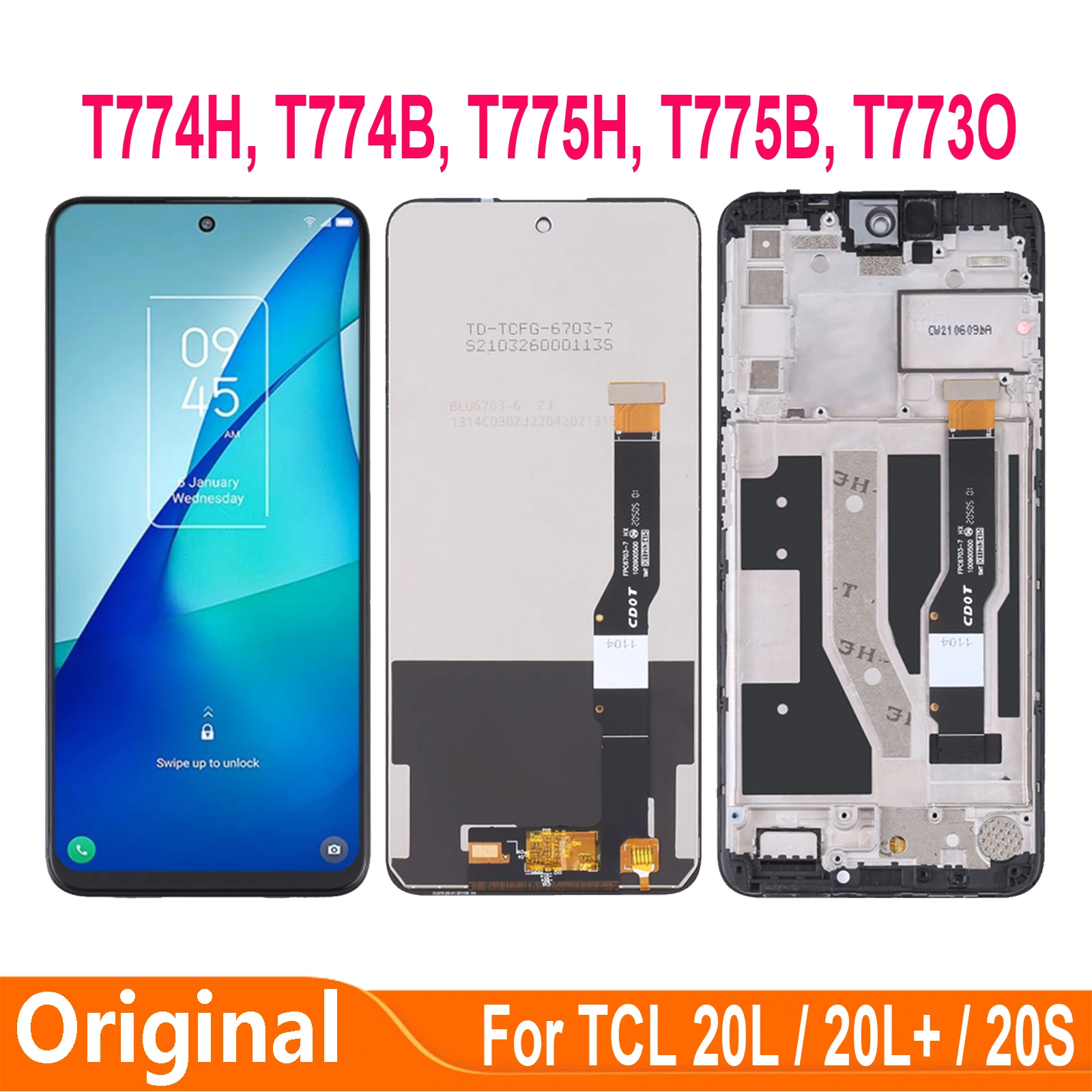 ЖК-дисплей с сенсорным экраном и дигитайзером для TCL 20L Plus 20S T773O T774H T774B T775H T775B TCL 20 Lite Plus 20L + ЖК-дисплей