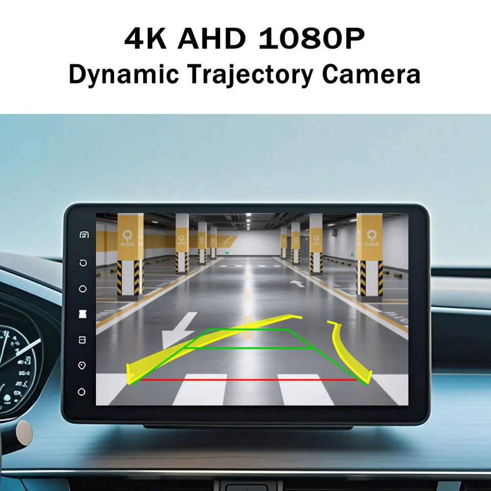유니버설 4K AHD 1080P 차량 후방 카메라 180도 ° 피쉬아이 지능형 다이나믹 트레이저리 야간 투시 백업 카메라 (주차 기능 포함)