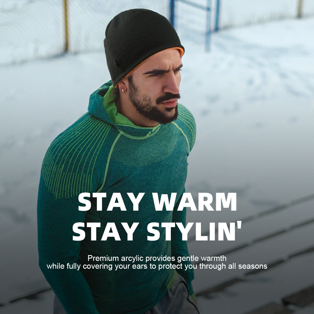 WRELS Knitted Hat Double-Sided Pullover Hat Warm Thickened Winter Hats Windproof Sun-Proof Beanie Hat Elastic Cycling Ski Cap