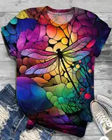 Papillon libellule motif impression 3D T-Shirts femmes manches courtes t-shirt Streetwear Y2k Harajuku T-Shirts hauts vêtements féminins 4