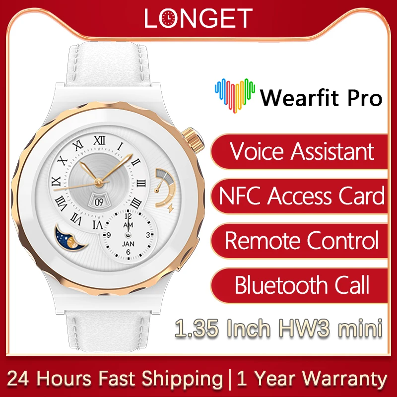 Longet Smartwatch Women White Smart Watch Miss HW3 Mini lady Offline Pay NFC Madam Bluetooth Call For Android ios Huawei Xiaomi