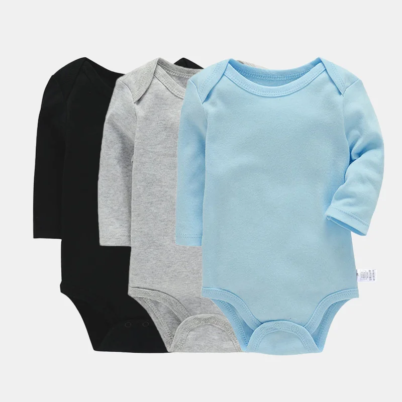 3Pieces/lot Bodysuit For Newborns Cotton Long Sleeve Infant Baby Girls Boys Jumpsuit Soft Solid Baby's Rompers 3-24Month