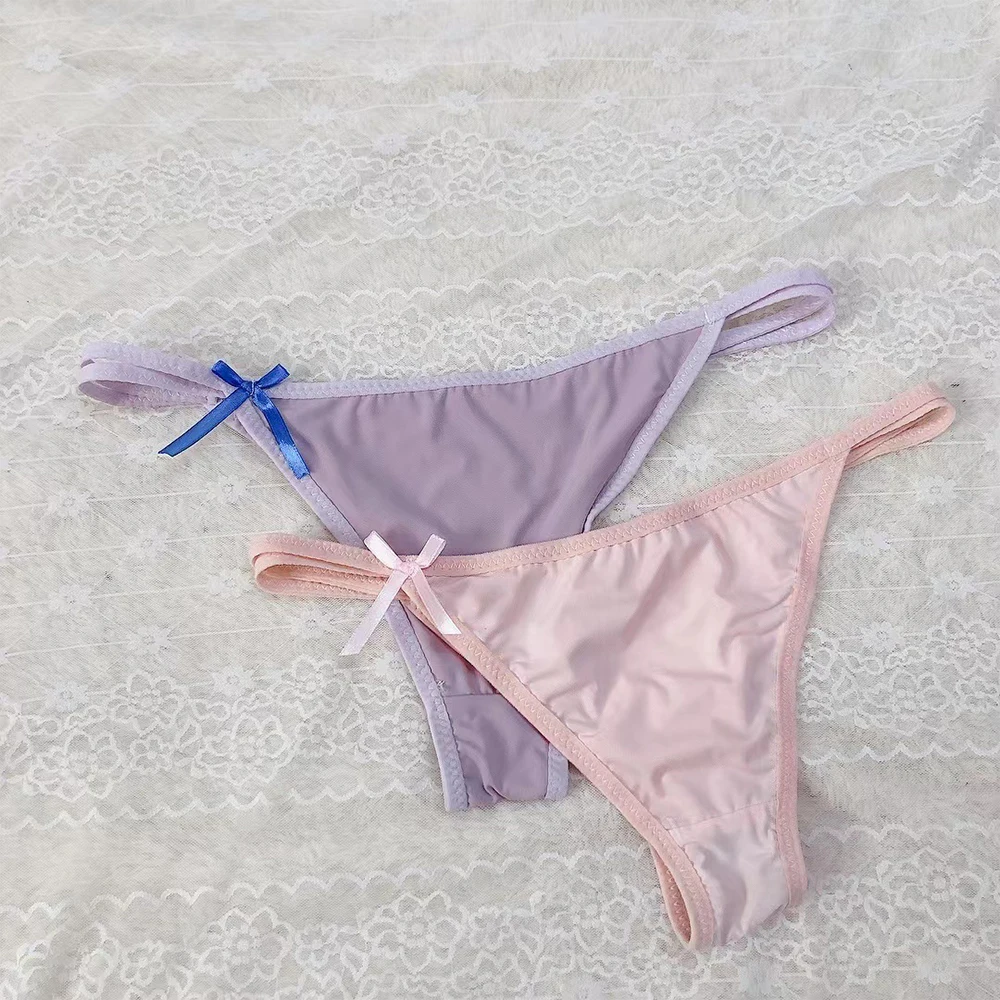 

Sexy Thong Women Mesh String Sheer Men Bulge Pouch Bikini Briefs Lace Transparent Underwear Underpants Random Color
