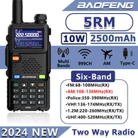 2024 New baofeng 5RM 8W multi-band handheld radio 2500mAh 999CH Type-C direct charging long range two-way radio 1